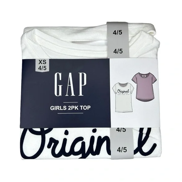 GAP Girl's 2 Pack Short Sleeve Soft Graphic Logo Cut Out Back Tee Size 4/5 & 6/7 - Picture 5 of 8